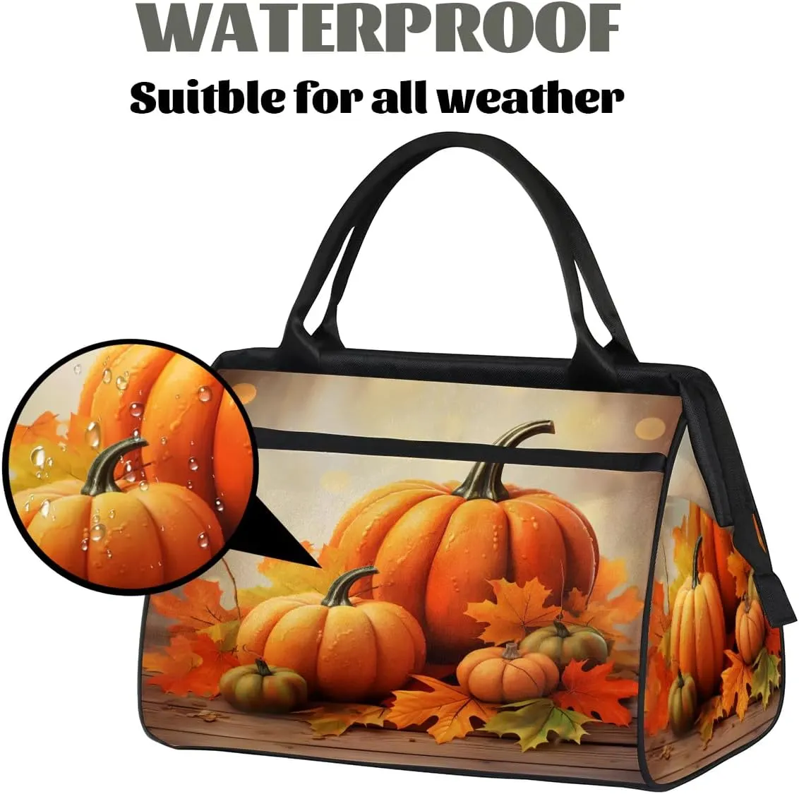 Travel Duffel Bag for Women, Pumpkin Thanksgiving Weekender Overnight Bag Carry on Beach Swim Bags Dance Bag Airlines Approved Personal Item Travel Bag for Yoga, Sports, Hospital
