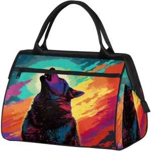 Travel Duffel Bag for Women, Roar Wolf Weekender Overnight Bag Carry on Beach Swim Bags Dance Bag Airlines Approved Personal Item Travel Bag for Yoga, Sports, Hospital