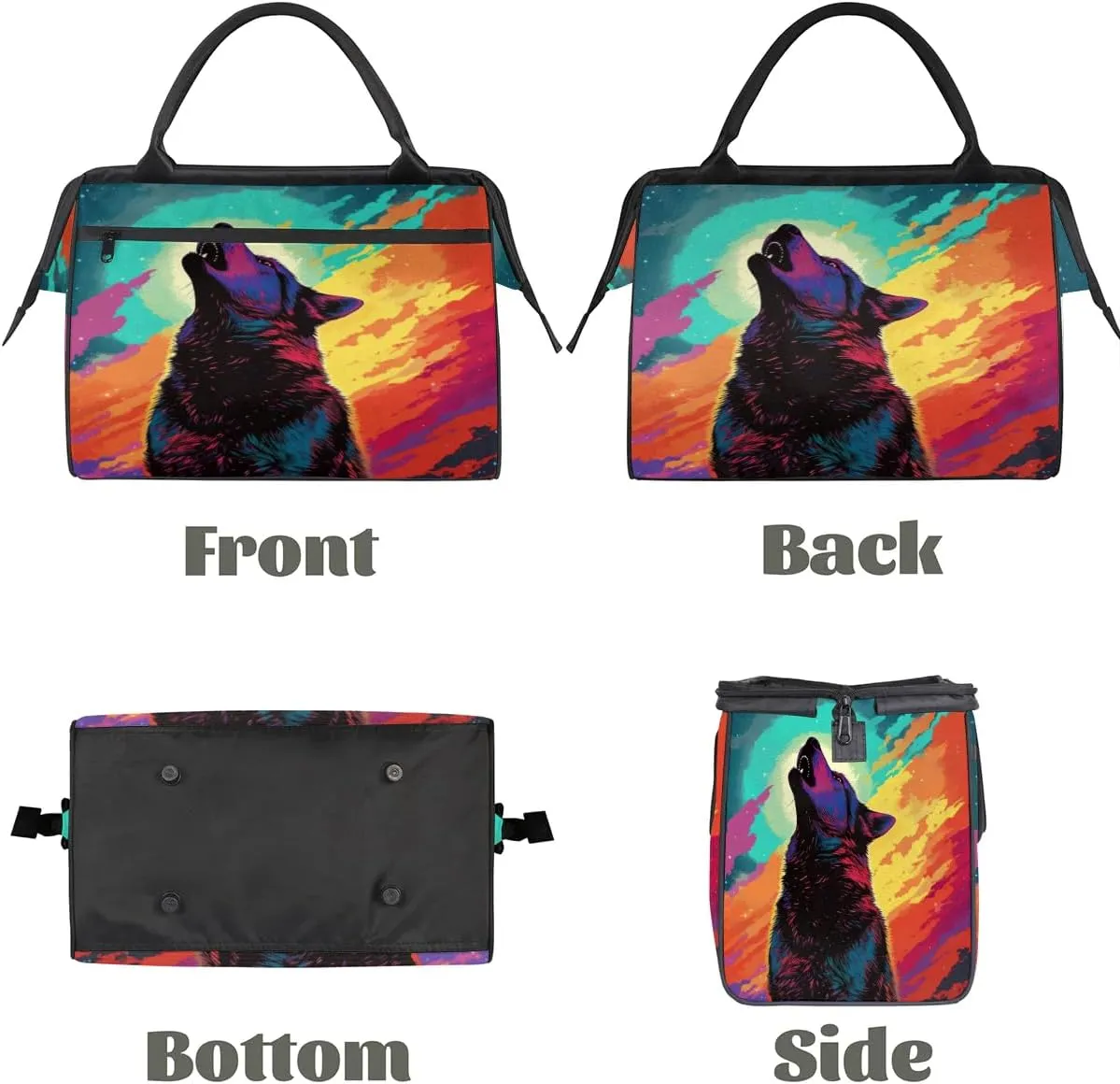 Travel Duffel Bag for Women, Roar Wolf Weekender Overnight Bag Carry on Beach Swim Bags Dance Bag Airlines Approved Personal Item Travel Bag for Yoga, Sports, Hospital