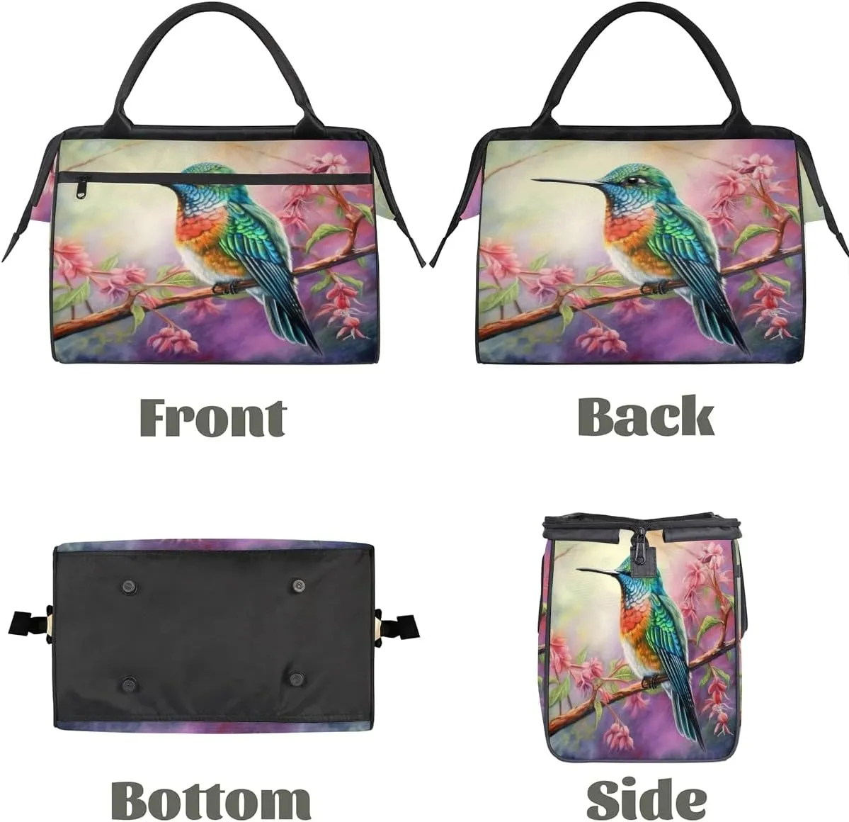 Travel Duffel Bag for Women, Watercolor Hummingbird Weekender Overnight Bag Carry on Beach Swim Bags Dance Bag Airlines Approved Personal Item Travel Bag for Yoga, Sports, Hospital