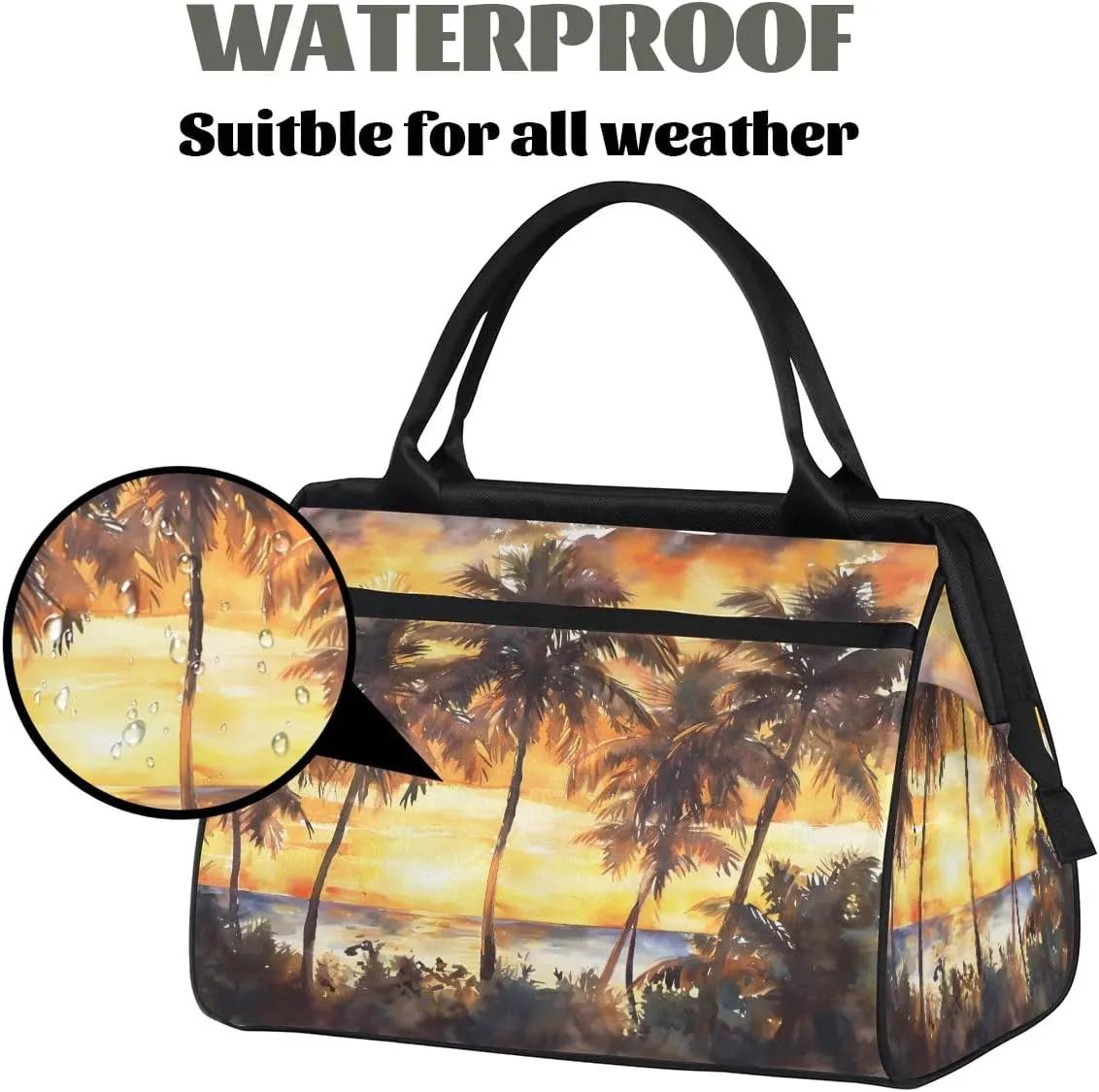 Travel Duffel Bag for Women, Watercolor Palm Tree Summer Weekender Overnight Bag Carry on Beach Swim Bags Dance Bag Airlines Approved Personal Item Travel Bag for Yoga, Sports, Hospital