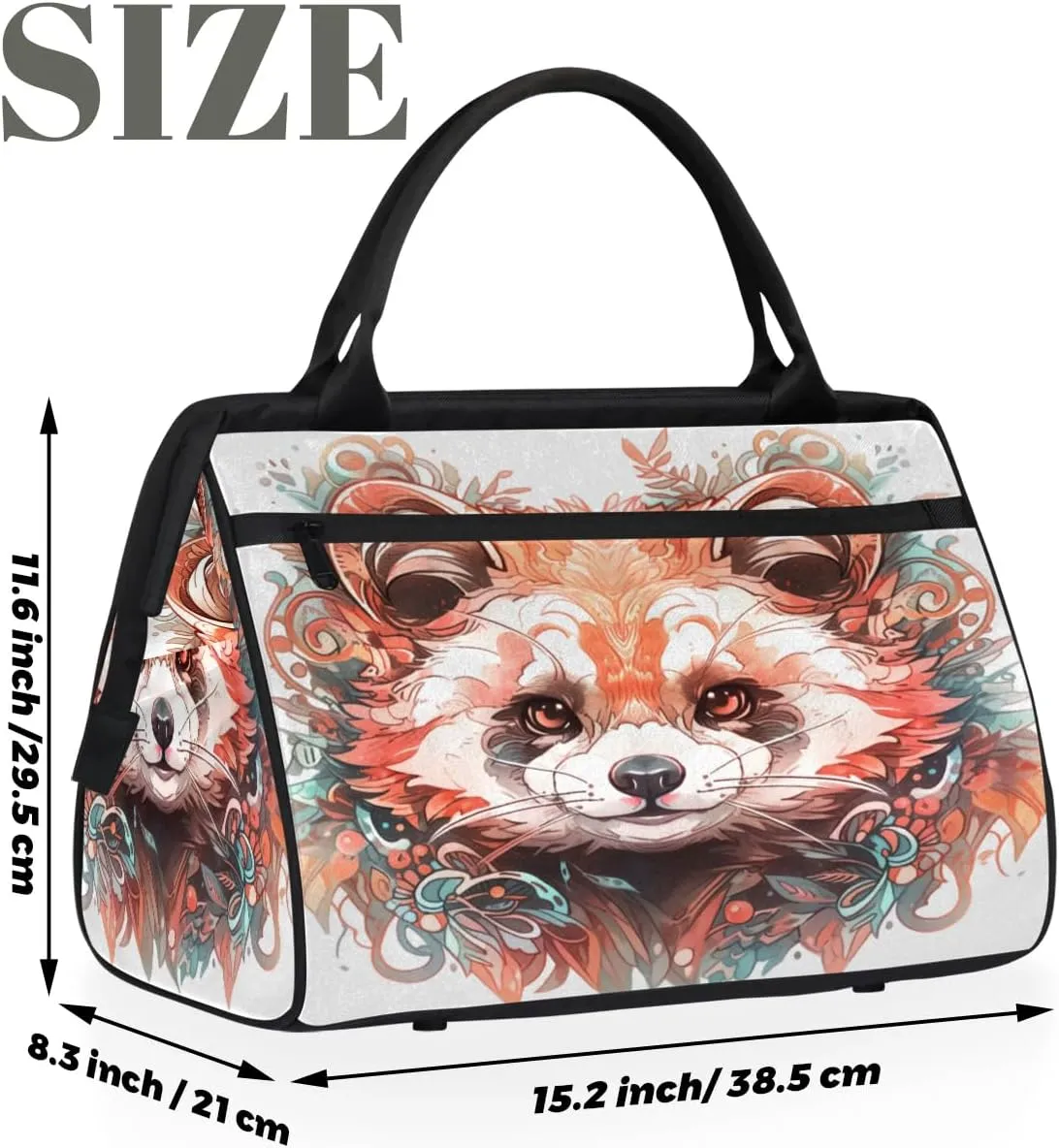 Travel Duffel Bag for Women, Watercolor Raccoon Weekender Overnight Bag Carry on Beach Swim Bags Dance Bag Airlines Approved Personal Item Travel Bag for Yoga, Sports, Hospital