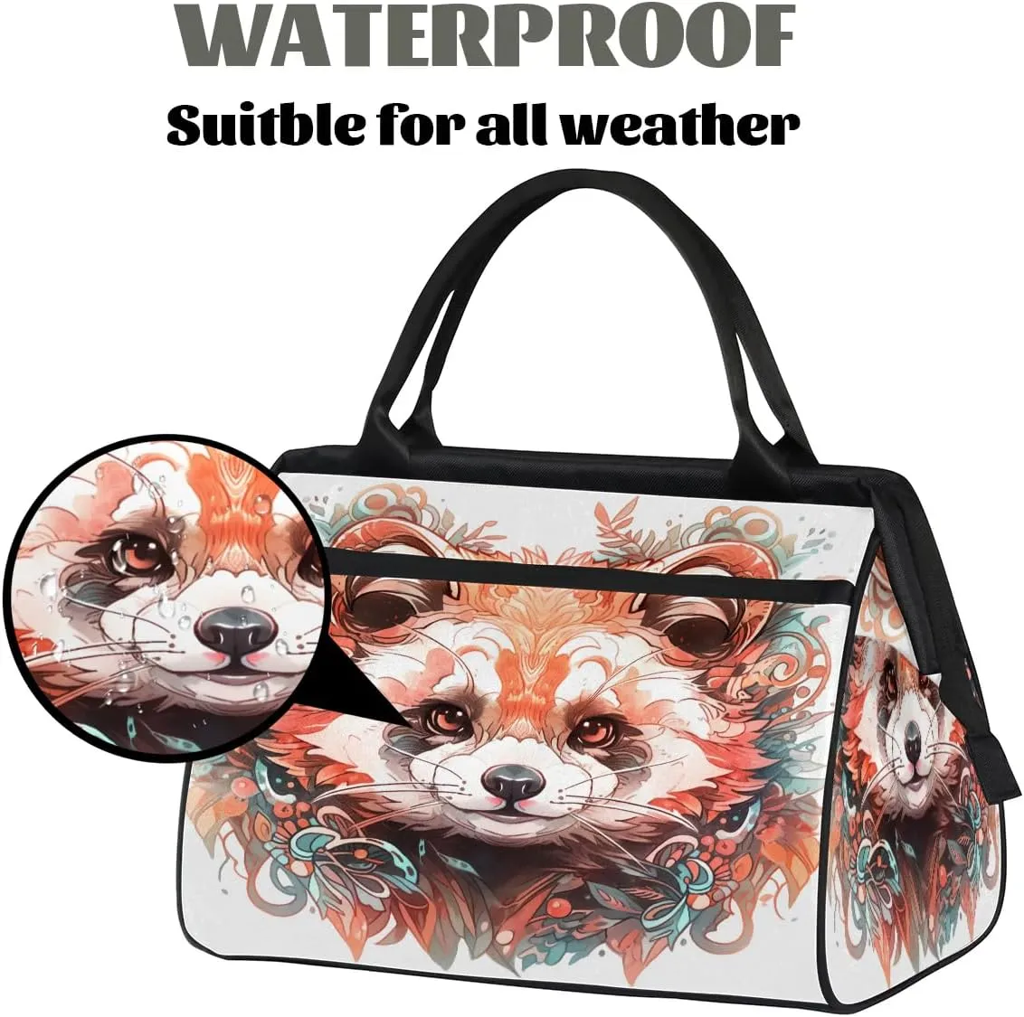 Travel Duffel Bag for Women, Watercolor Raccoon Weekender Overnight Bag Carry on Beach Swim Bags Dance Bag Airlines Approved Personal Item Travel Bag for Yoga, Sports, Hospital