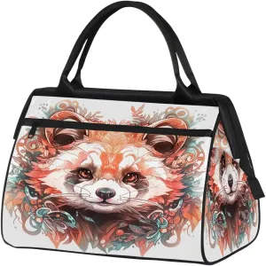 Travel Duffel Bag for Women, Watercolor Raccoon Weekender Overnight Bag Carry on Beach Swim Bags Dance Bag Airlines Approved Personal Item Travel Bag for Yoga, Sports, Hospital