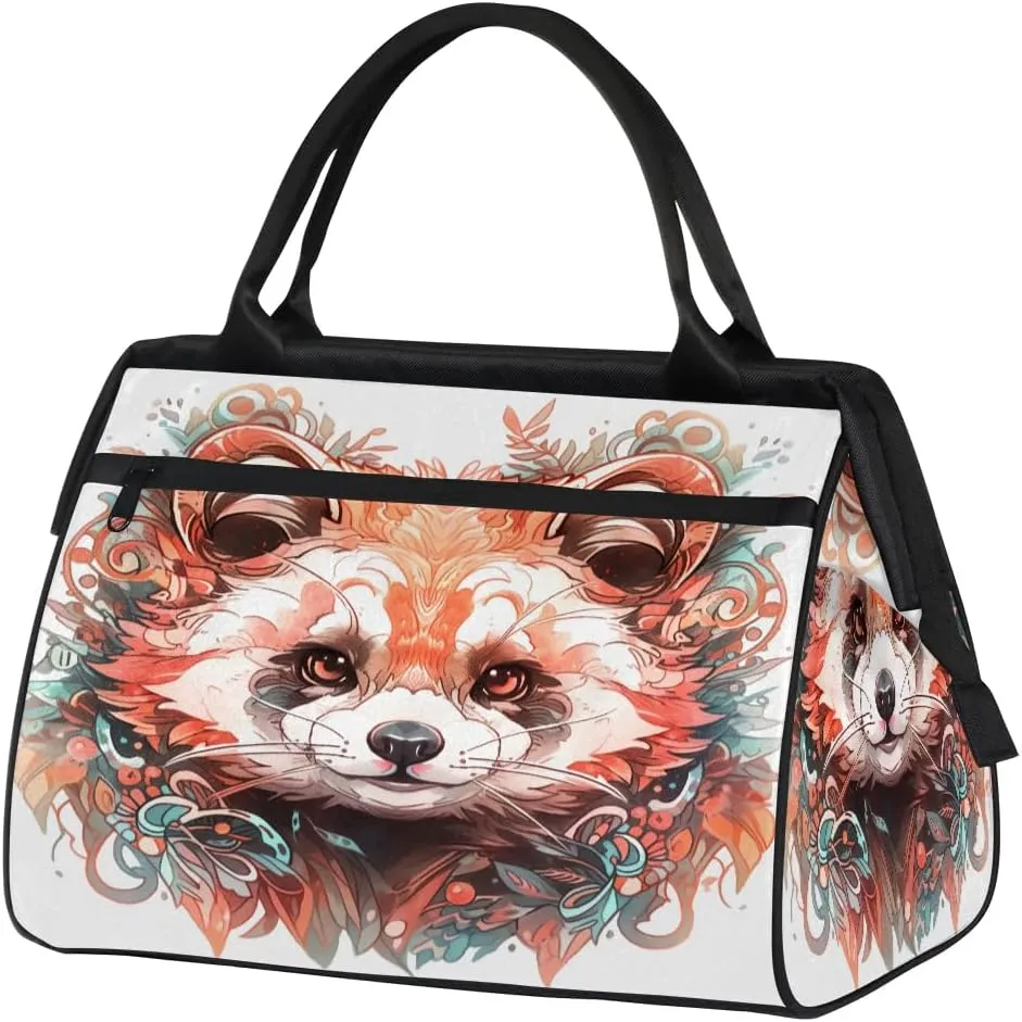 Travel Duffel Bag for Women, Watercolor Raccoon Weekender Overnight Bag Carry on Beach Swim Bags Dance Bag Airlines Approved Personal Item Travel Bag for Yoga, Sports, Hospital