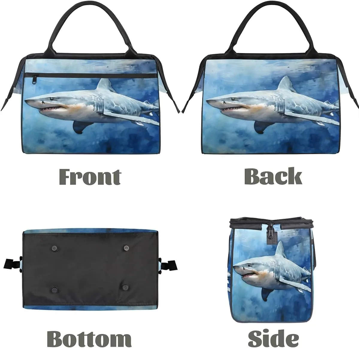 Travel Duffel Bag for Women, Watercolor Shark Weekender Overnight Bag Carry on Beach Swim Bags Dance Bag Airlines Approved Personal Item Travel Bag for Yoga, Sports, Hospital
