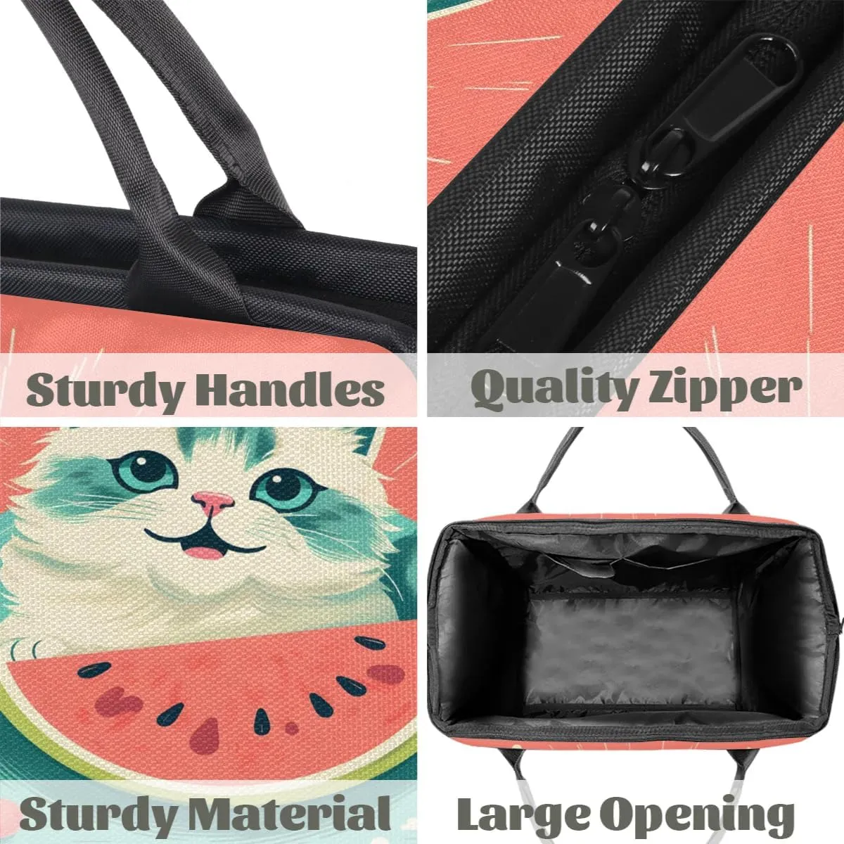 Travel Duffel Bag for Women, Watermelon Cat Weekender Overnight Bag Carry on Beach Swim Bags Dance Bag Airlines Approved Personal Item Travel Bag for Yoga, Sports, Hospital