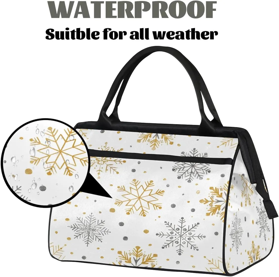 Travel Duffel Bag for Women, Winter Snowflake Weekender Overnight Bag Carry on Beach Swim Bags Dance Bag Airlines Approved Personal Item Travel Bag for Yoga, Sports, Hospital