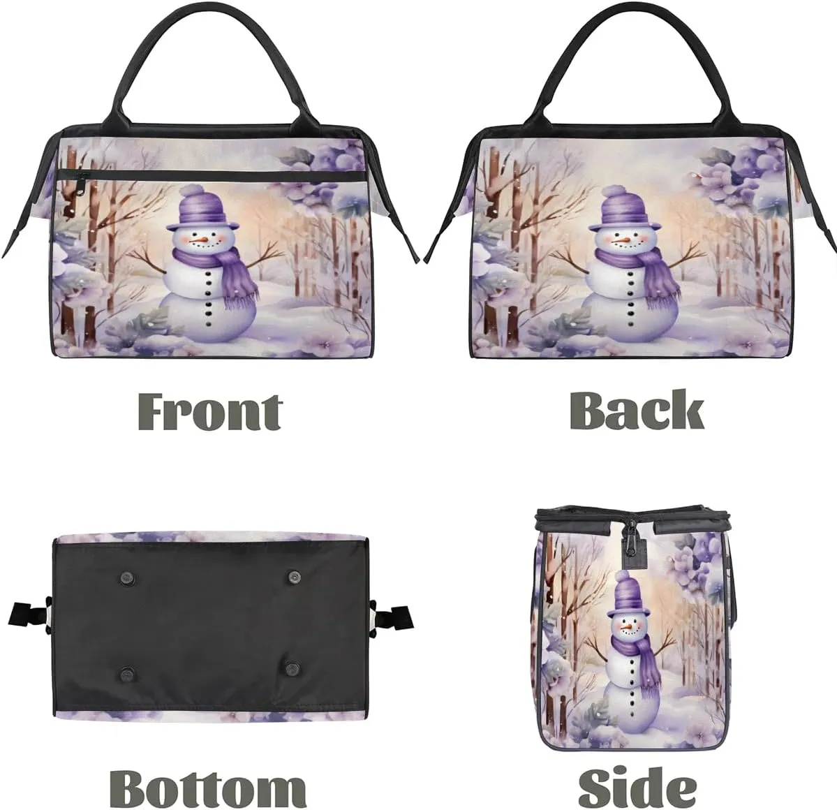 Travel Duffel Bag for Women, Winter Snowman Weekender Overnight Bag Carry on Beach Swim Bags Dance Bag Airlines Approved Personal Item Travel Bag for Yoga, Sports, Hospital