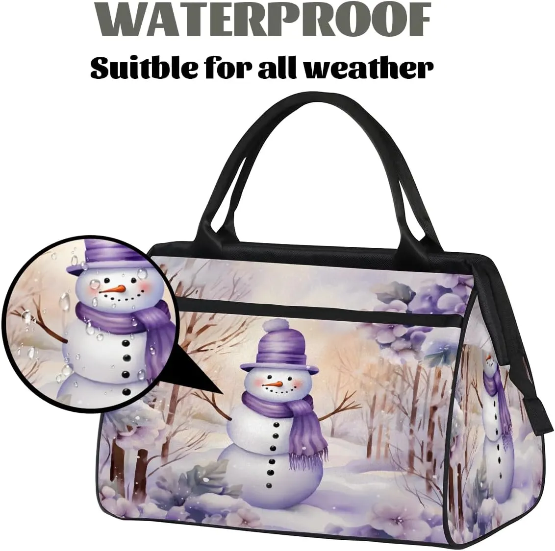 Travel Duffel Bag for Women, Winter Snowman Weekender Overnight Bag Carry on Beach Swim Bags Dance Bag Airlines Approved Personal Item Travel Bag for Yoga, Sports, Hospital