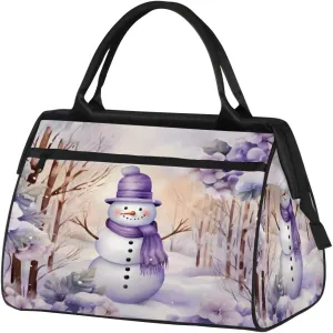 Travel Duffel Bag for Women, Winter Snowman Weekender Overnight Bag Carry on Beach Swim Bags Dance Bag Airlines Approved Personal Item Travel Bag for Yoga, Sports, Hospital