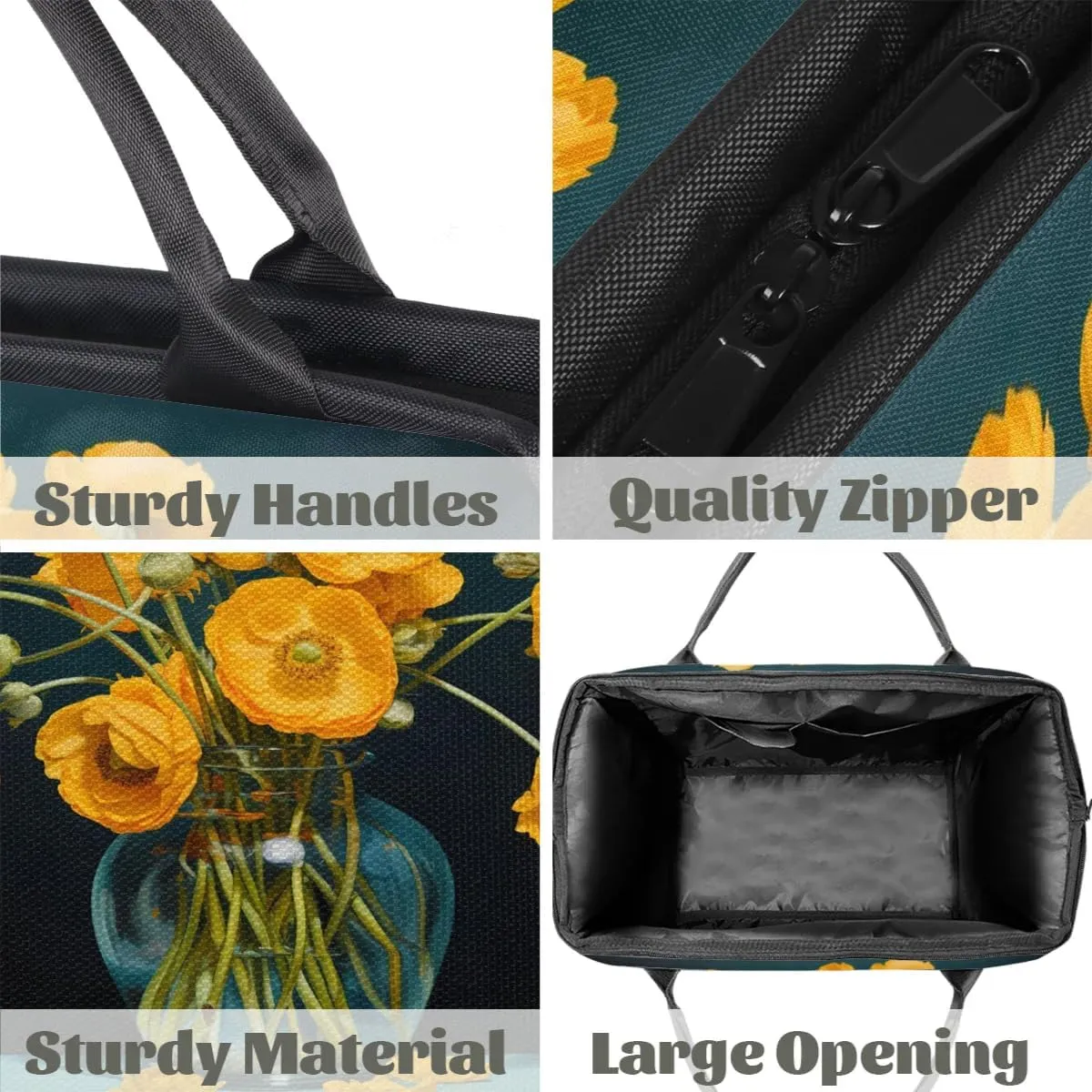 Travel Duffel Bag for Women, Yellow Poppy Flower Weekender Overnight Bag Carry on Beach Swim Bags Dance Bag Airlines Approved Personal Item Travel Bag for Yoga, Sports, Hospital