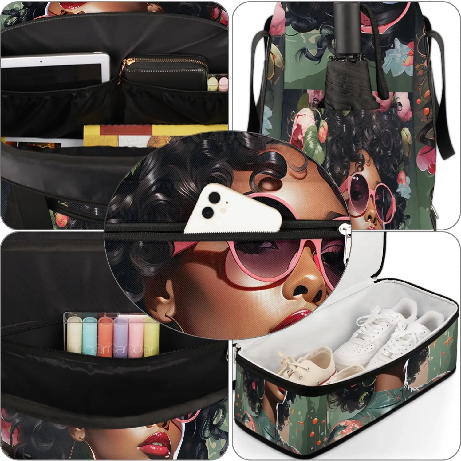 Travel Duffle Bags With Shoes Compartment for Women Men African Women Lightweigh Sports Tote Gym Bag Fashion Women Foldable Canvas Weekender Overnight Carry On Luggage Handle Bag