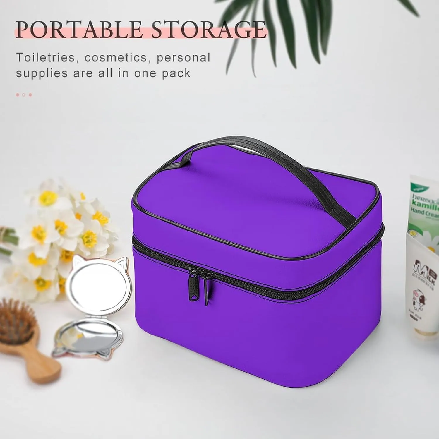Travel Makeup Bag, Bright Purple Cosmetic Bags for Women Large Capacity Waterproof Toiletry Bag Make up Organizer