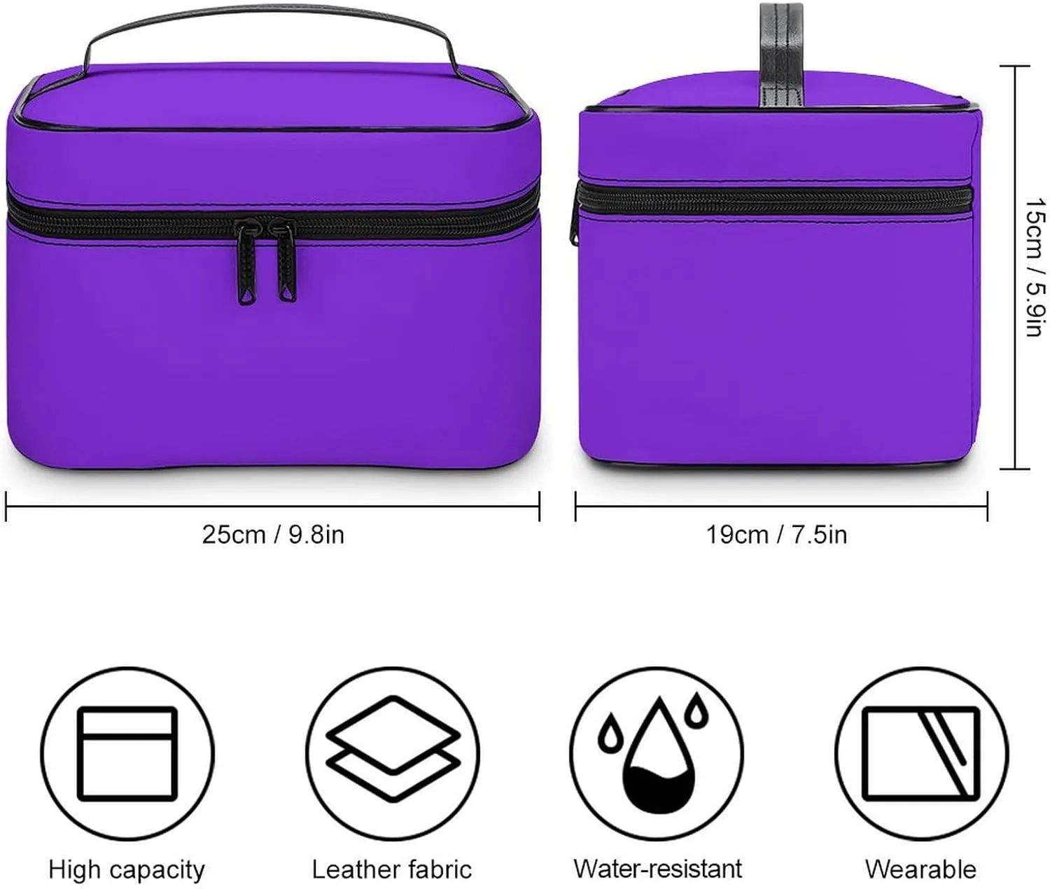 Travel Makeup Bag, Bright Purple Cosmetic Bags for Women Large Capacity Waterproof Toiletry Bag Make up Organizer