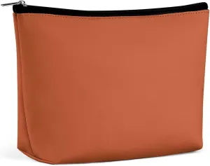 Travel Makeup Bag, Solid Autumn Orange Cosmetic Bags for Women Large Capacity Waterproof Toiletry Pouch Make up Organizer