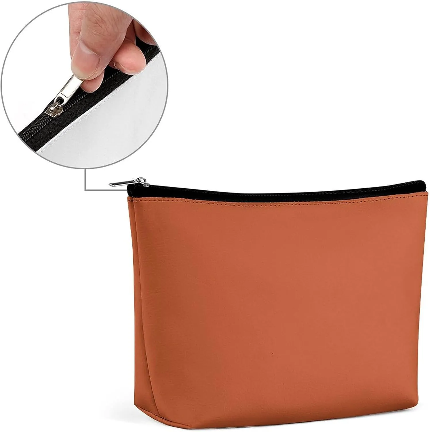 Travel Makeup Bag, Solid Autumn Orange Cosmetic Bags for Women Large Capacity Waterproof Toiletry Pouch Make up Organizer