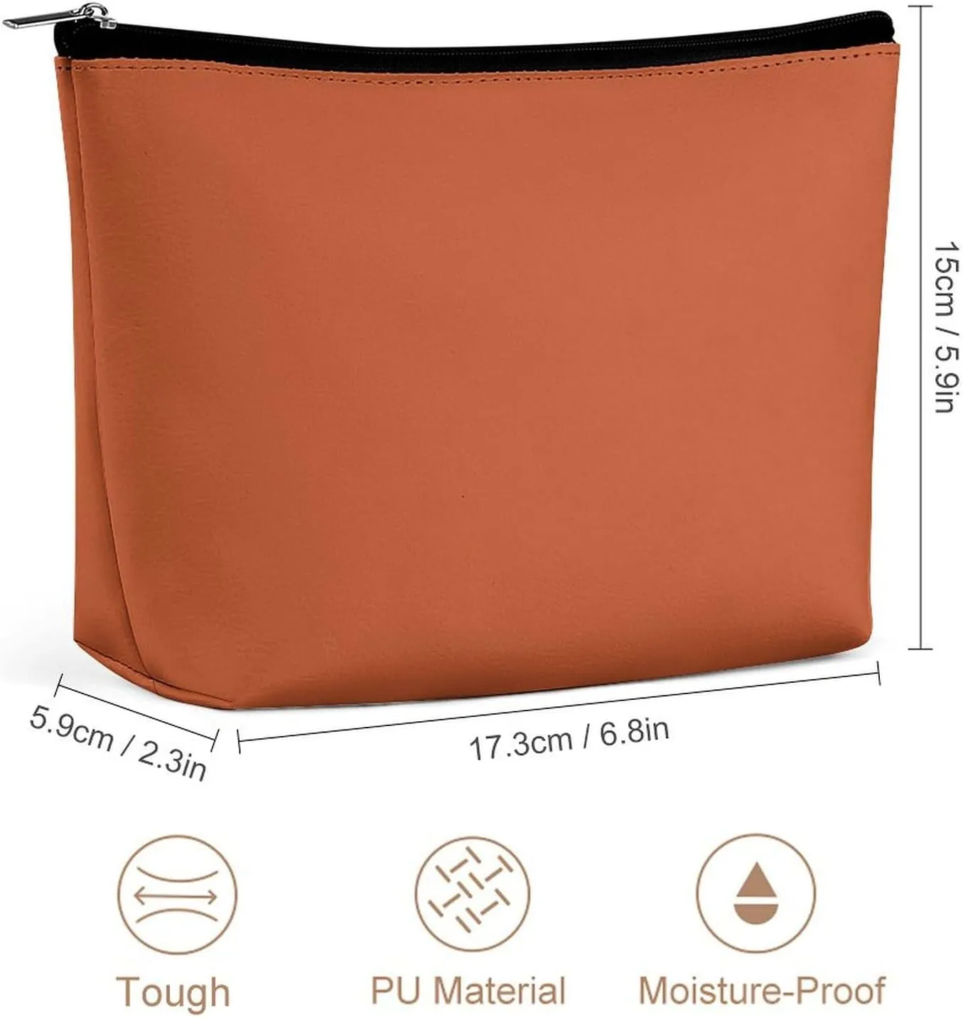 Travel Makeup Bag, Solid Autumn Orange Cosmetic Bags for Women Large Capacity Waterproof Toiletry Pouch Make up Organizer