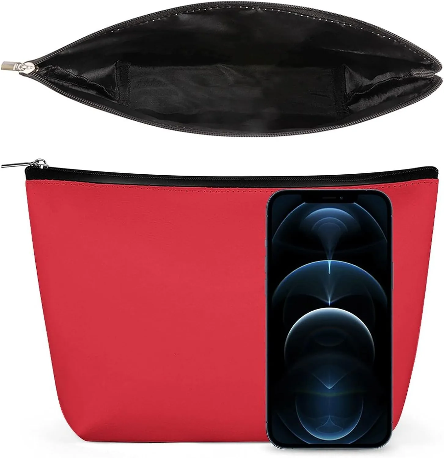 Travel Makeup Bag, Solid Bright Red Cosmetic Bags for Women Large Capacity Waterproof Toiletry Pouch Make up Organizer