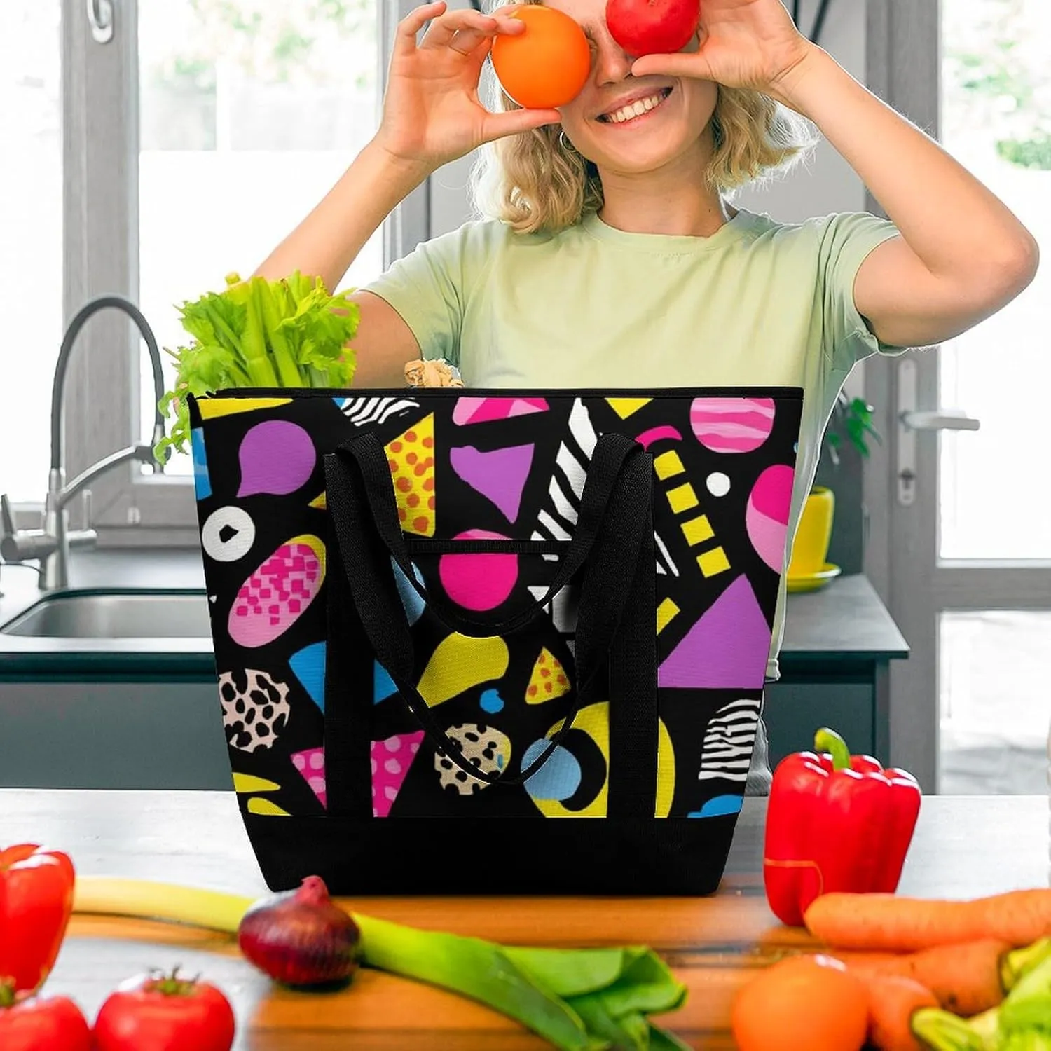 Trendy Commuter Tote Bag Large Insulated Shopping Bag For Travel