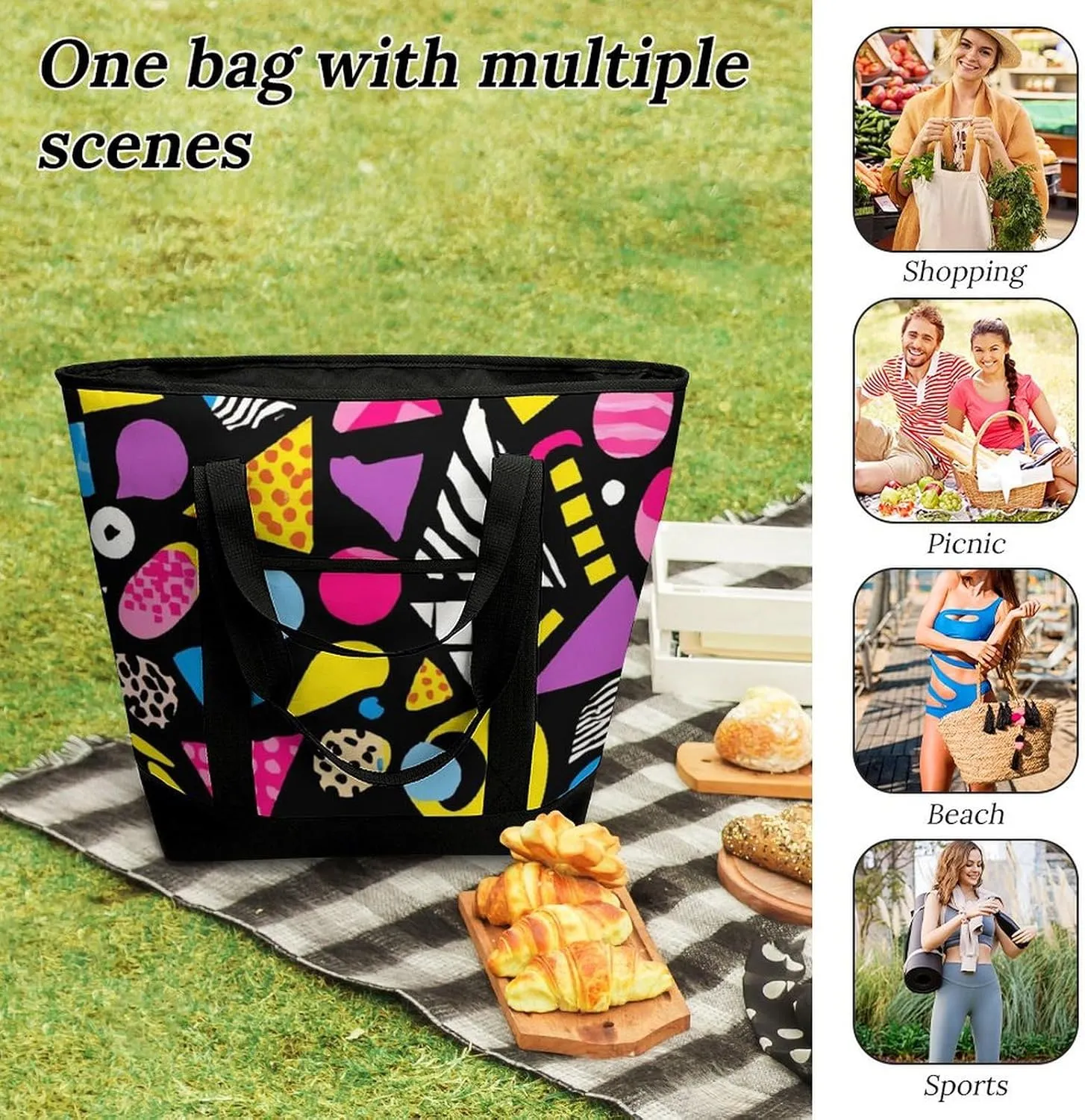 Trendy Commuter Tote Bag Large Insulated Shopping Bag For Travel