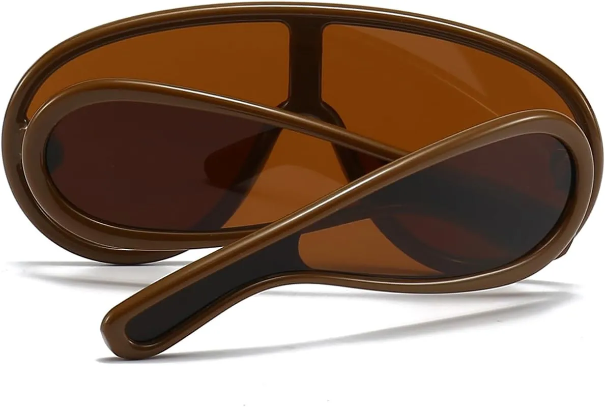 Trendy Wave Mask Sunglasses for Women Men Oversized Shield Sun Glasses Fashion Designer Style