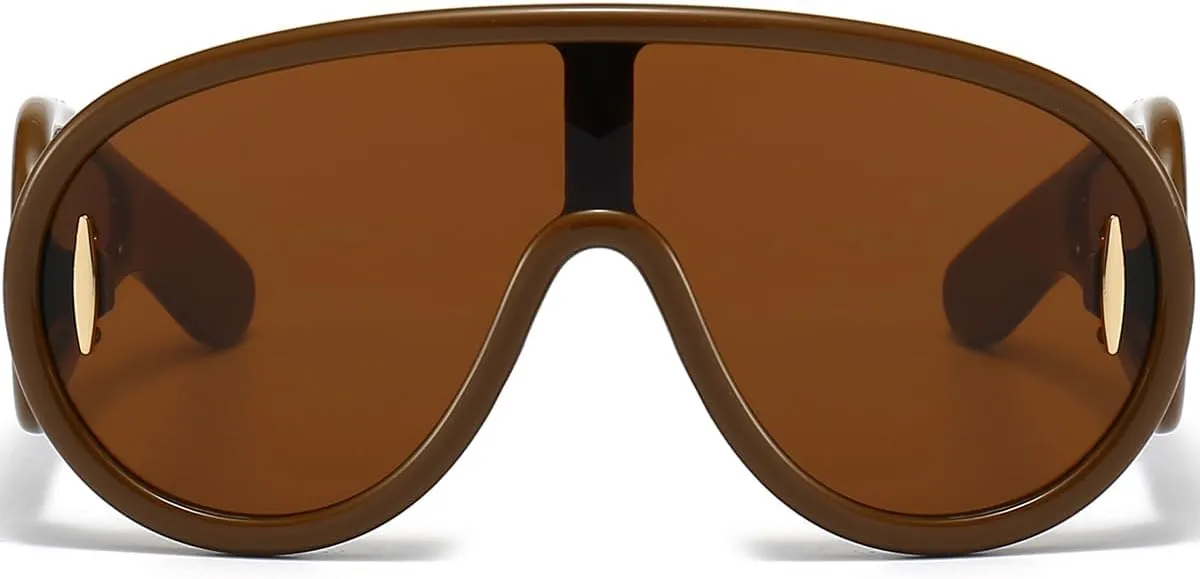 Trendy Wave Mask Sunglasses for Women Men Oversized Shield Sun Glasses Fashion Designer Style