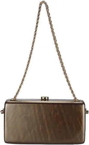 Trendy Women Acrylic Evening Clutch Box Retro Marble Handbag Chain Shoulder Bag for Wedding Prom Party