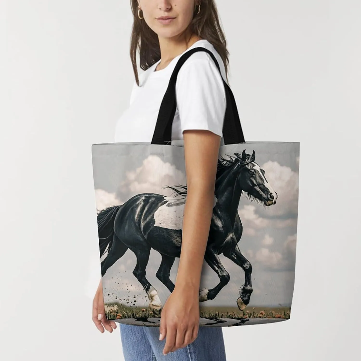 Tropical Flowers And Foliage Tote Bag for Women Reusable Grocery Shoulder Bags Shopping Bag for Travel, Groceries