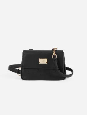 Trudy Vegan Leather Crossbody Clutch Bag | Black