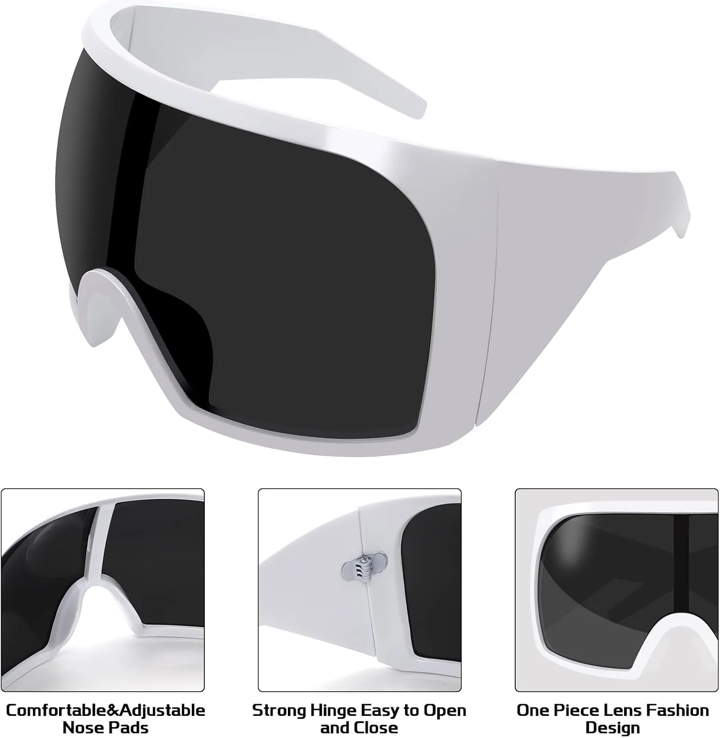 TYA Oversized Wrap Around Sunglasses for Women Men, Futuristic Rave Curved Lens Shades, Fashion Trendy Shield Sun Glasses
