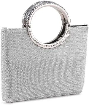 UBORSE Rhinestones Crystal Clutch Evening Bags for Women Ring Handle Wedding Party Clutch Purses Cocktail Prom Handbags