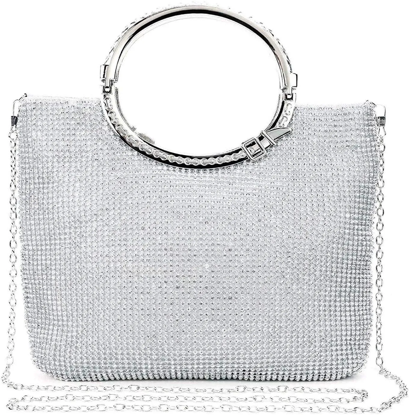 UBORSE Rhinestones Crystal Clutch Evening Bags for Women Ring Handle Wedding Party Clutch Purses Cocktail Prom Handbags