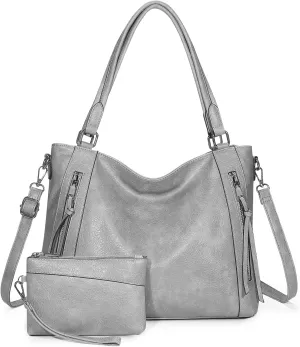 UBORSE Tote Bags Women Purses and Handbags Top Handle Soft Shoulder Bag Ladies Designer Vegan Leather Satchel 2pcs Purse Set