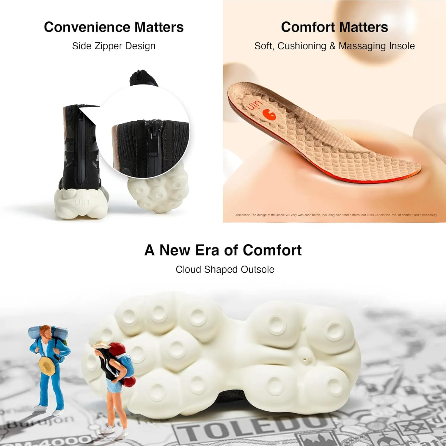 UIN Women's Platform Fashion Boots Comfortable Chunky Art Travel Shoes Cloud Series