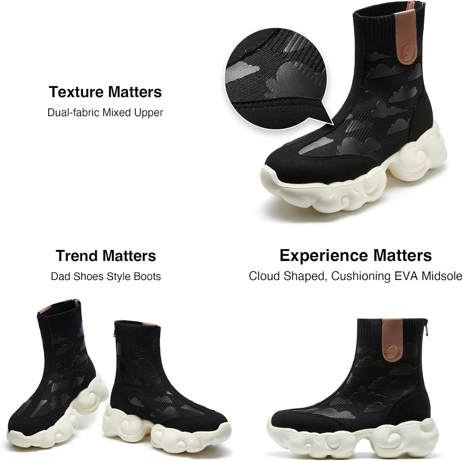 UIN Women's Platform Fashion Boots Comfortable Chunky Art Travel Shoes Cloud Series