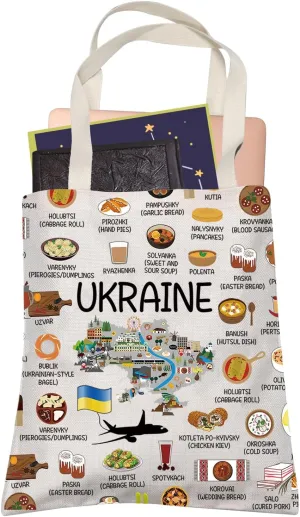 Ukraine Country Map Europe Cuisine Lover Tote Bag Mom Dad BFF Ukrainian Food Cooking Travel Shopping Bag