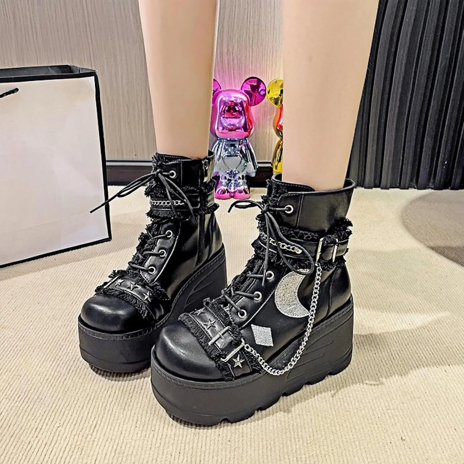 Ulalaza Women Mary Jane Dress Pumps Lolita Shoes Cute Platform Gothic Double Ankle Strap Round Toe Chunky Heel Uniform Pumps Shoes Perfect for School Party Business Work Dance Date Night Club