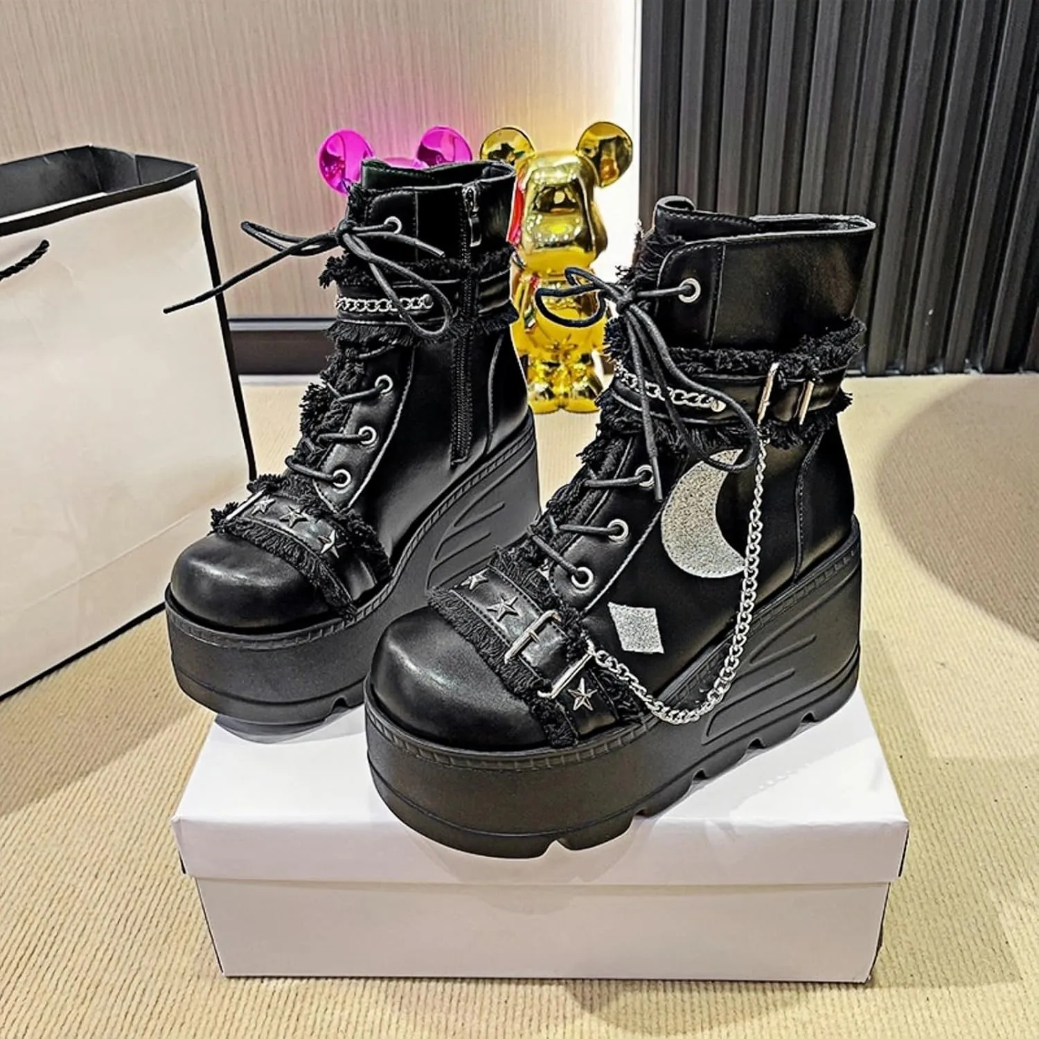 Ulalaza Women Mary Jane Dress Pumps Lolita Shoes Cute Platform Gothic Double Ankle Strap Round Toe Chunky Heel Uniform Pumps Shoes Perfect for School Party Business Work Dance Date Night Club