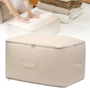 Ultra Space Saving Self Compression Organizer, 2025 New Space Saver Quilt Compression Storage Bag, Portable Space Saver Storage Packing Bags for Comforters, Blankets, Bedding (Beige, XL - 54*42*50 cm)