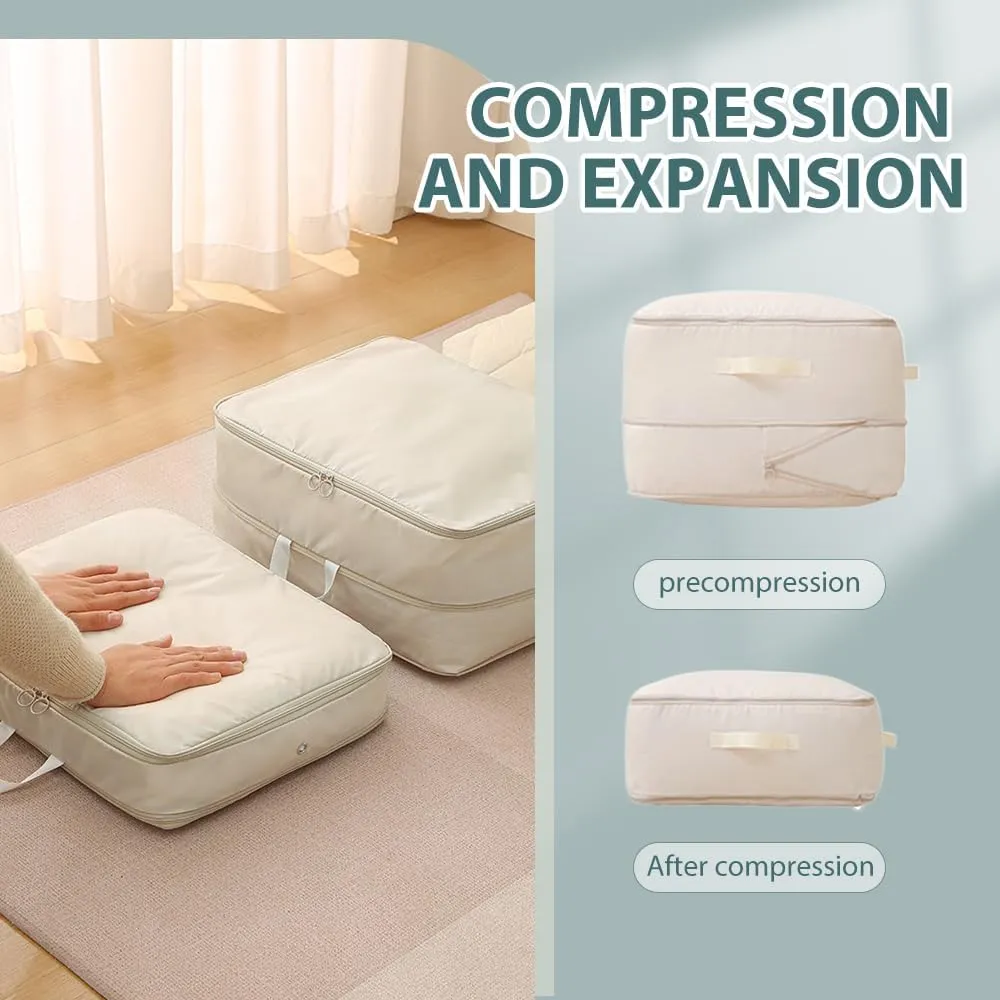Ultra Space Saving Self Compression Organizer, 2025 New Space Saver Quilt Compression Storage Bag, Portable Space Saver Storage Packing Bags for Comforters, Blankets, Bedding (Grey, XL - 54*42*50 cm)