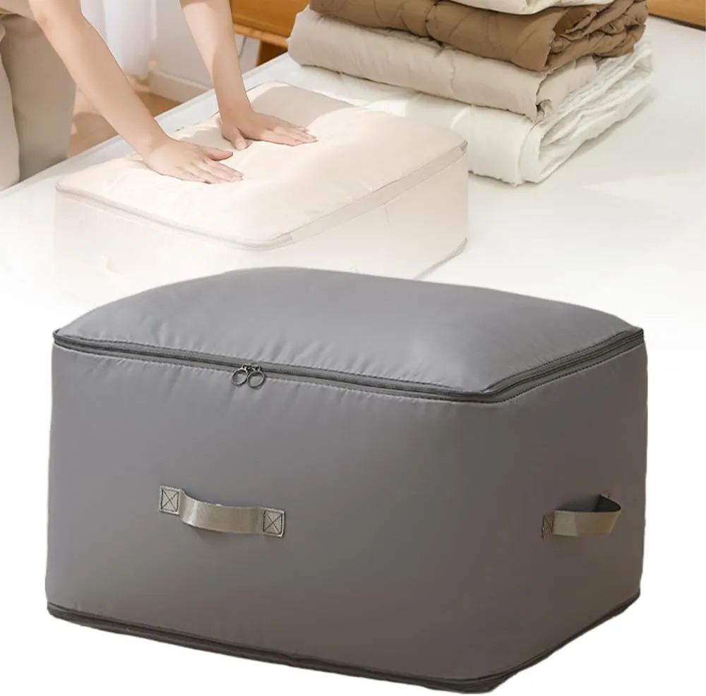 Ultra Space Saving Self Compression Organizer, 2025 New Space Saver Quilt Compression Storage Bag, Portable Space Saver Storage Packing Bags for Comforters, Blankets, Bedding (Grey, XL - 54*42*50 cm)