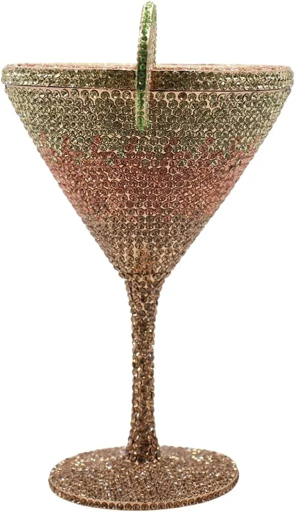 UMREN Cocktail Goblet Rhinestone Clutch for Women Unique Crystal Evening Bag Diamond Purse Wedding Party Prom Handbag