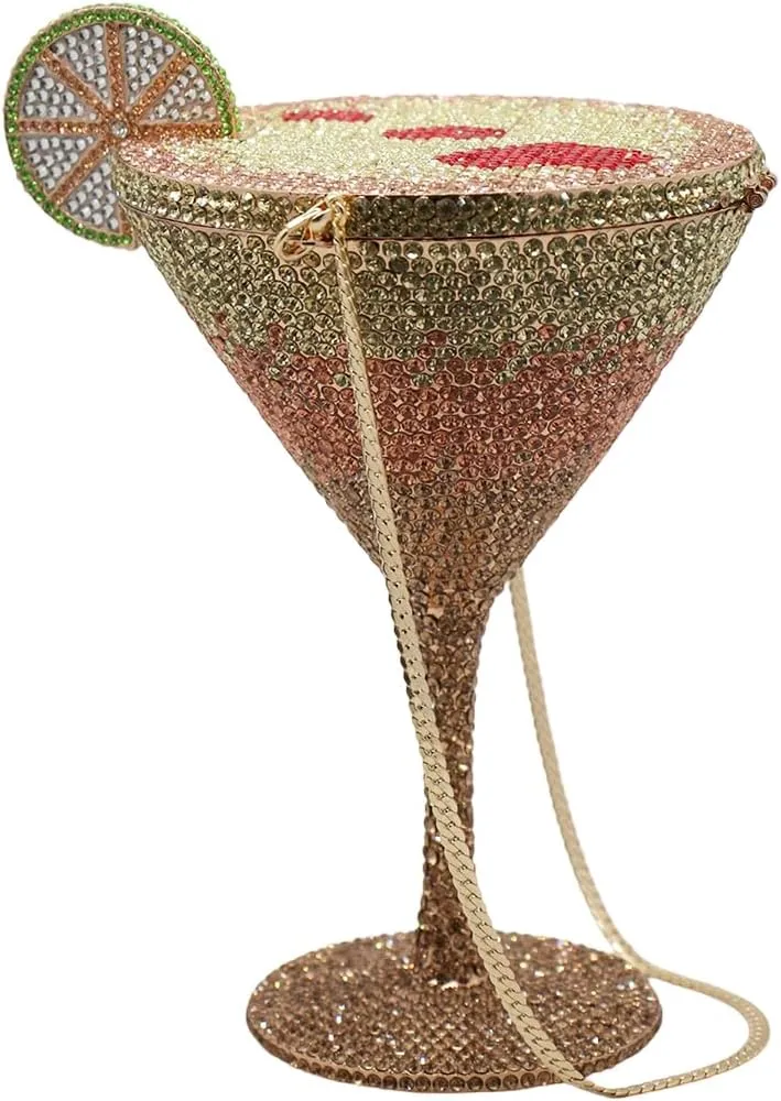 UMREN Cocktail Goblet Rhinestone Clutch for Women Unique Crystal Evening Bag Diamond Purse Wedding Party Prom Handbag