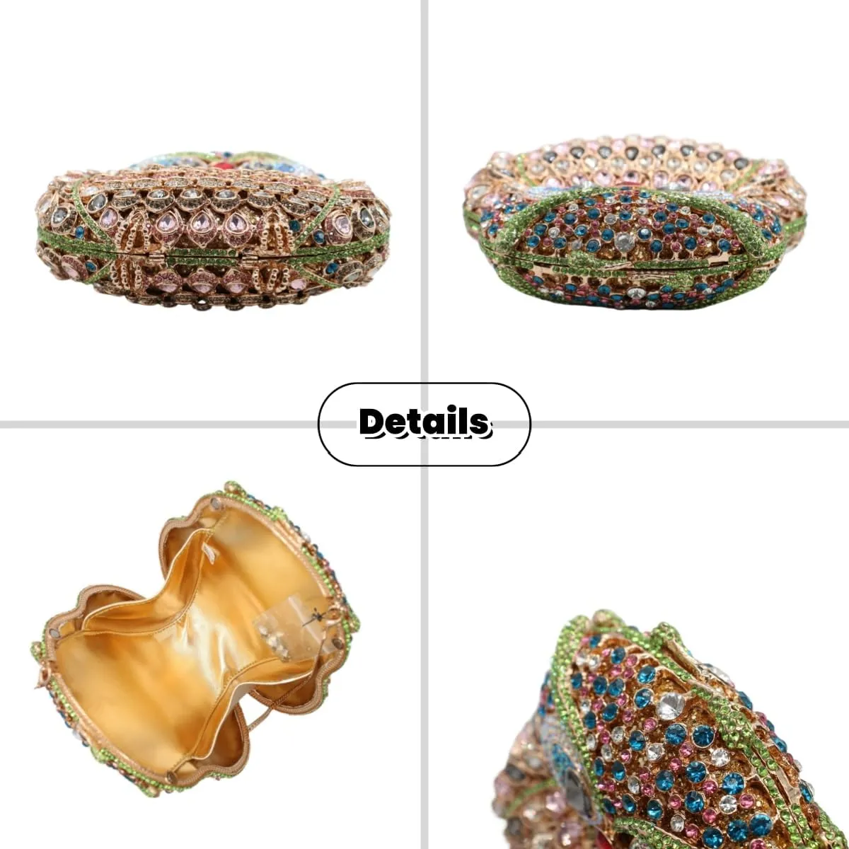 UMREN Cute Owl Clutch Women Crystal Evening Bags Luxury Handbag Rhinestone Wedding Party Purse
