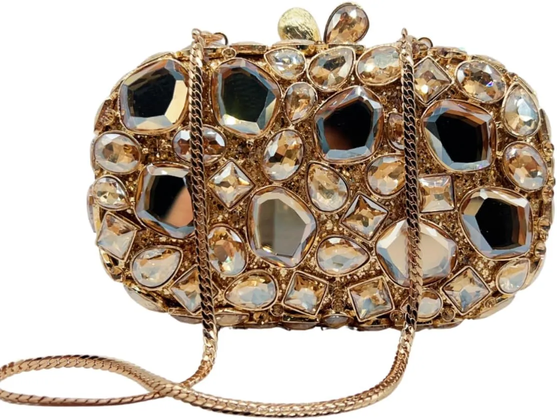 UMREN Luxury Women Crystal Purse Rhinestone Evening Clutch Bag Sparly Diamonds Handbag Wedding Bridal Shoulder Purse Bag