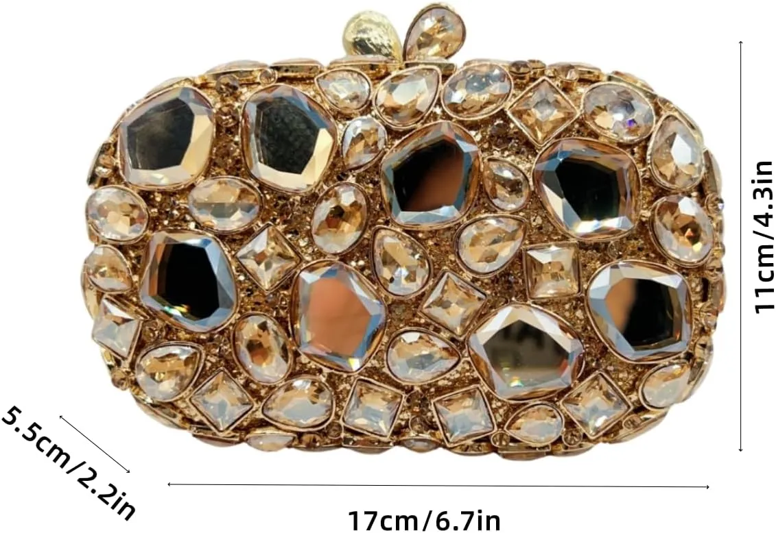 UMREN Luxury Women Crystal Purse Rhinestone Evening Clutch Bag Sparly Diamonds Handbag Wedding Bridal Shoulder Purse Bag