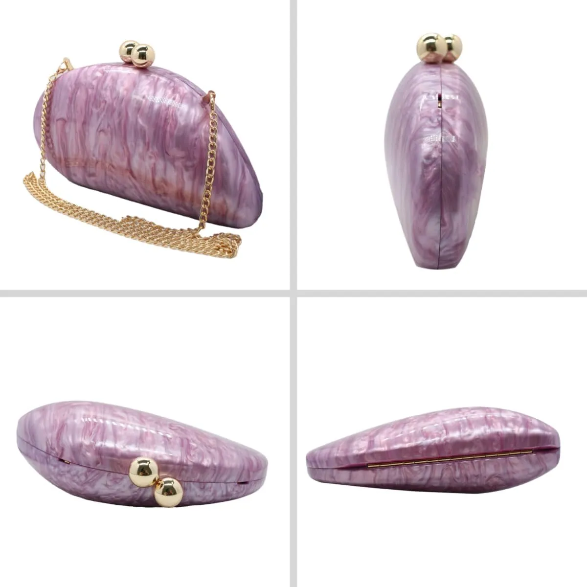 UMREN Seashell Chain Shoulder Bag for Women Acrylic Evening Clutch Bag Glitter Marble Purse Handbag for Wedding Party Prom