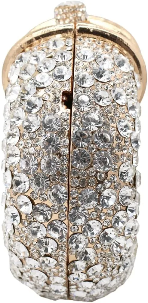 UMREN Women Crystal Oval Shell Evening Purse Bags Luxury Rhinestone Clutch Unique Gems Handbag Bridal Wedding Shoulder Bag