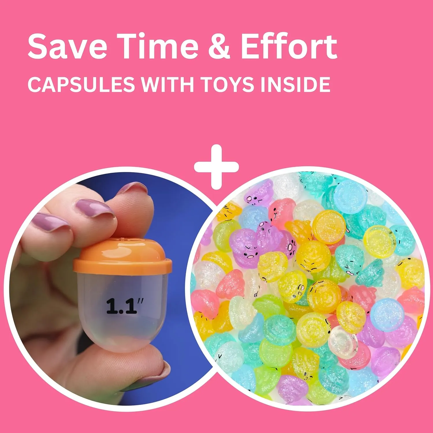 Unicorn Mini Toys in Capsules - 50 Pcs of 1.1 Inch Acorn Capsules and Unicorn Toy Poop for Kids - Plastic Capsules for Toys Bulk – Mini Unicorn Poop Toys - Poop Emoji - Easter Basket Stuffers